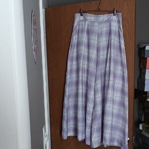 Plaid Purple and White Women's Palazzo Pants
